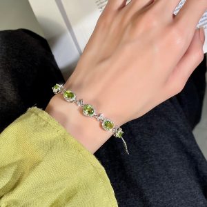 S925 Silver Natural Crystal Butterfly Bracelet