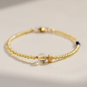 Brazilian Citrine Gold Bead Bracelet - Dainty Luck Jewelry