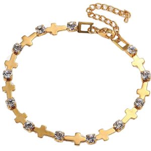 New Men's Zircon Cross Titanium Steel Adjustable Bracelet