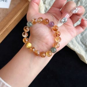 Natural Citrine & Golden Rutilated Quartz Wealth Bracelet