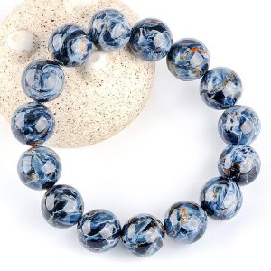 Natural Namibia Blue Pietersite Round Bead Bracelet