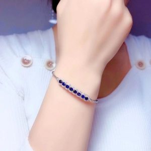 Natural Sapphire 925 Silver Bracelet for Women