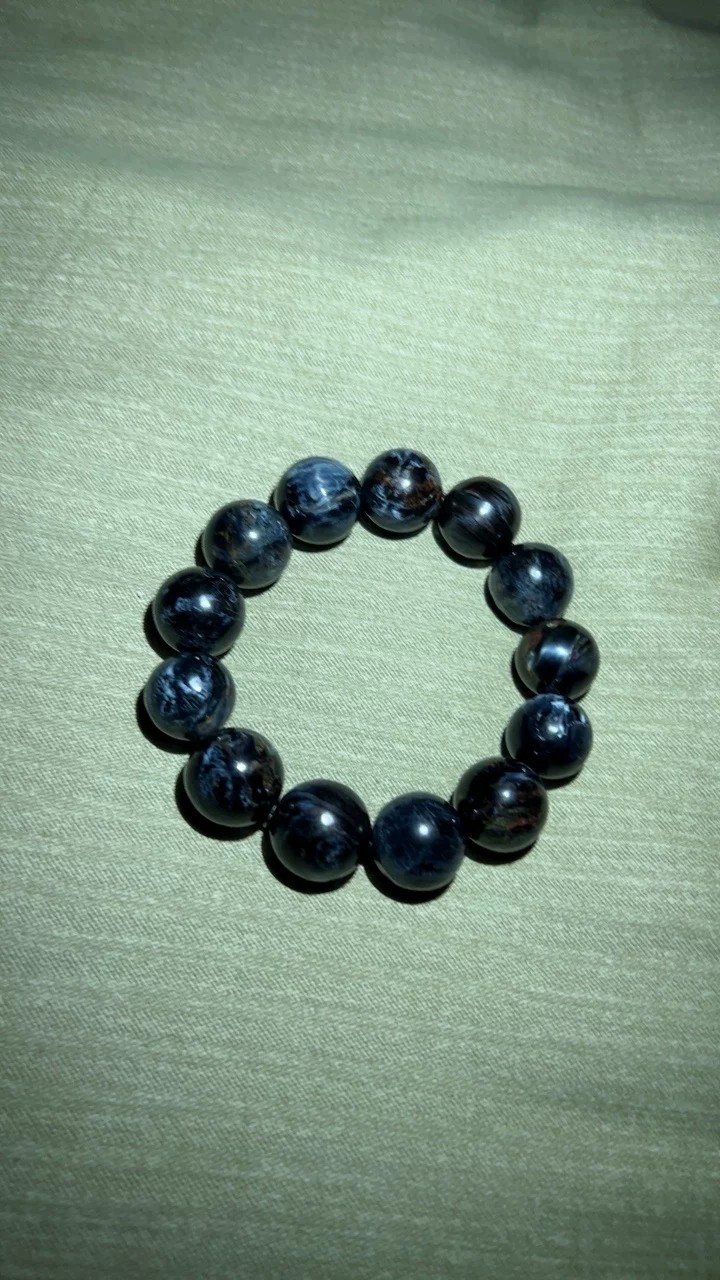Natural Namibia Blue Pietersite Round Bead Bracelet