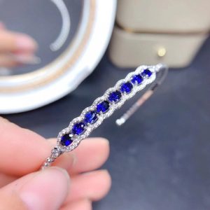 Natural Sapphire 925 Silver Bracelet for Women