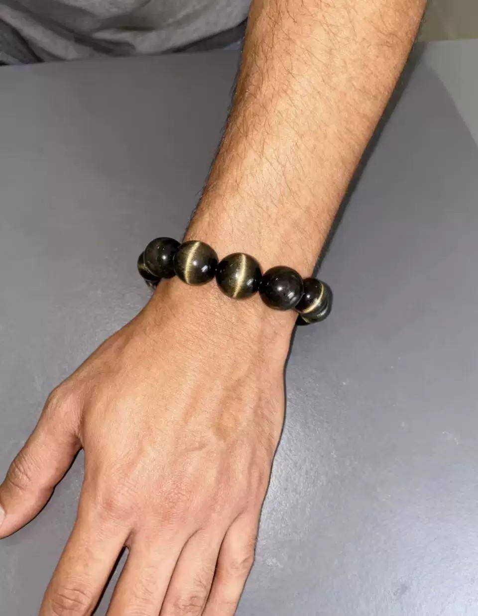 Natural Golden Obsidian Bracelet - Cat's Eye Healing Beads
