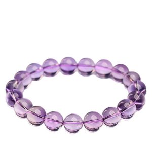 Bolivia Natural Amethyst Bracelet: High-Clarity Electric Purple Round Bead Bangle