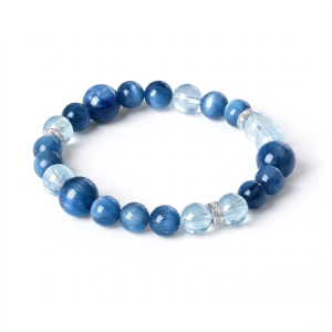Natural Kyanite & Aquamarine Cat's Eye Crystal Bracelet