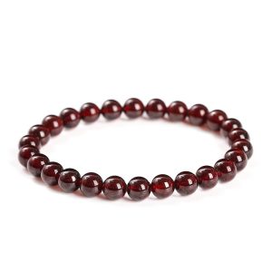 Natural Garnet Bead Bracelet - Good Luck Charm for Women