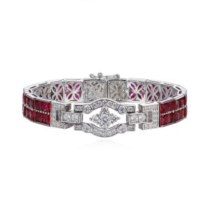 Great Gatsby Cultured Ruby 925 Silver Bracelet