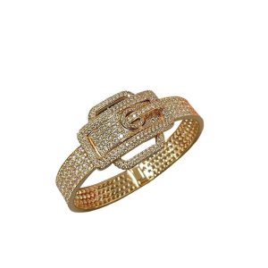Luxury Full Diamond Zircon Bracelet with Gold Buckle Strap