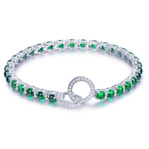 Muzo Green High Carbon Diamond Bracelet 925 Silver