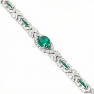 Muzo Green High Carbon Diamond Bracelet 925 Silver