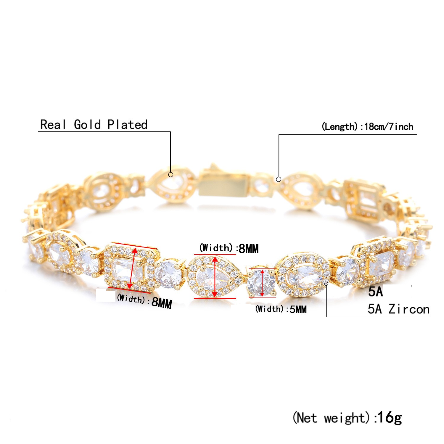 Unisex Geometric Zircon Hip-Hop Bracelet - Image 2