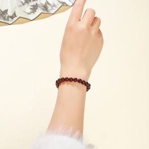 Natural Garnet Bead Bracelet - Good Luck Charm for Women