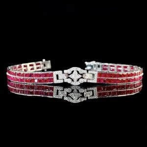 Great Gatsby Cultured Ruby 925 Silver Bracelet