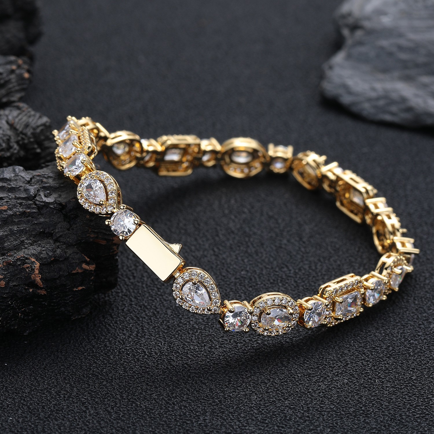 Unisex Geometric Zircon Hip-Hop Bracelet - Image 5